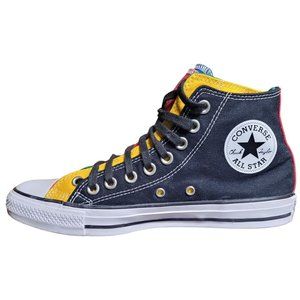 Converse All Star Black Multicolor Double Tongue High Top Sneakers 167417F Sz 7